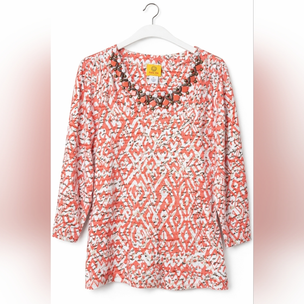 Ruby Road Embellished Knit Top